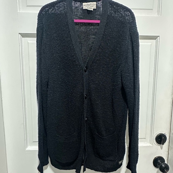 Ralph Lauren Denim & Supply Cotton/Linen Blend Knit Black Cardigan Size XL - Picture 2 of 6